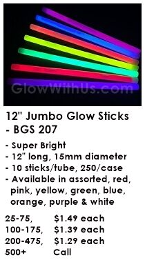 500 6" ORANGE Glow Sticks 15mm Bulk Wholesale Pack w/ FREE 200 Glow Bracelets 